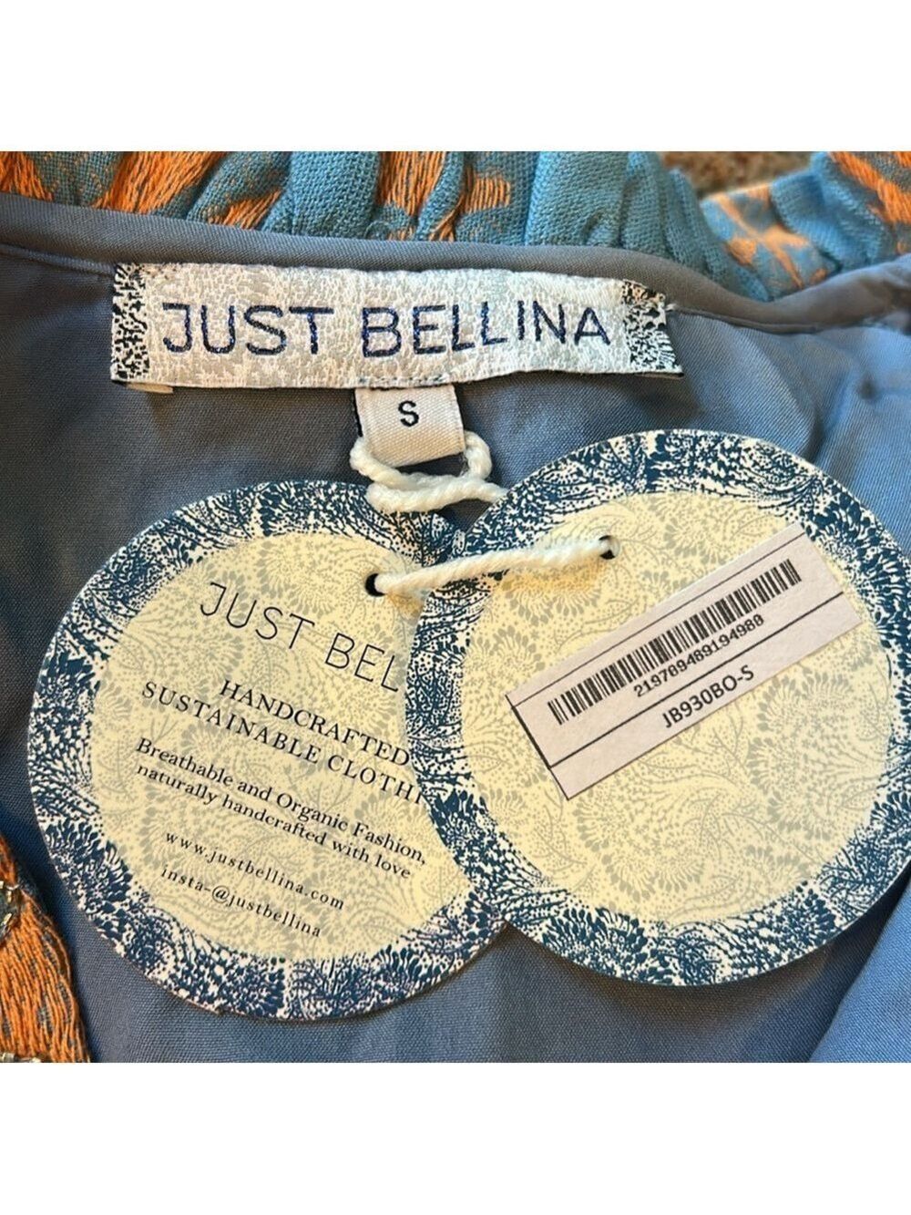 NWT Just Bellina Blue & Orange Tassel Beaded Boho Top Size Small - Picture 8 of 10